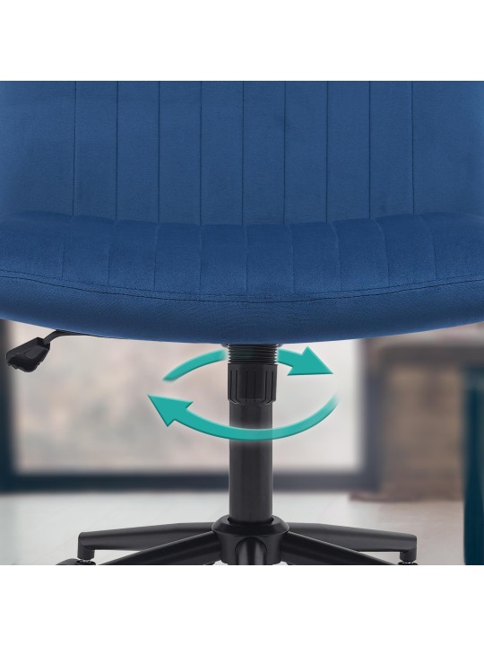 Scaun de birou catifea Kingman, albastru