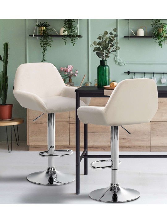 Scaun de bar Braga catifea crom, crem