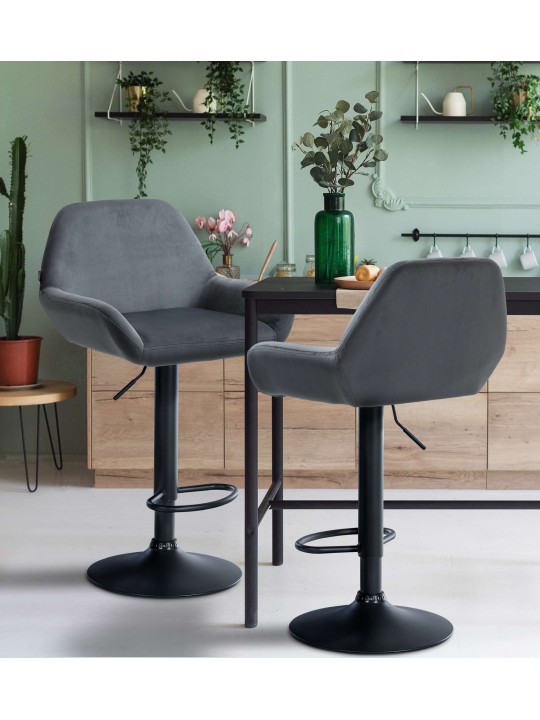 Scaun de bar Braga catifea, gri închis