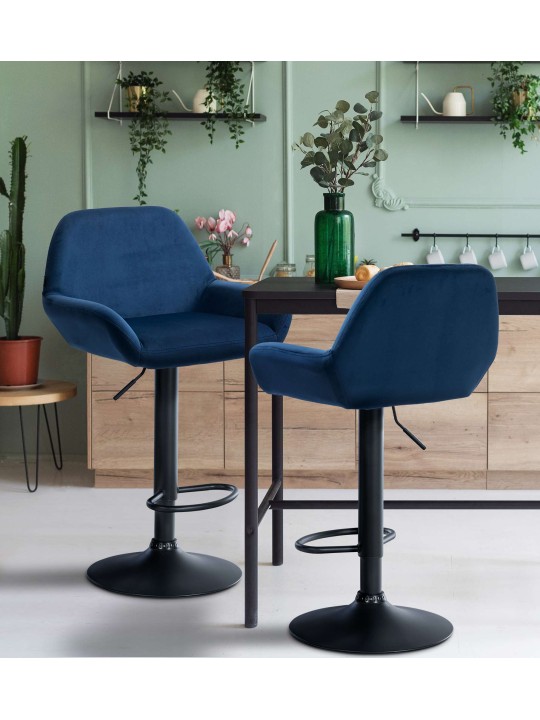 Scaun de bar Braga catifea, albastru