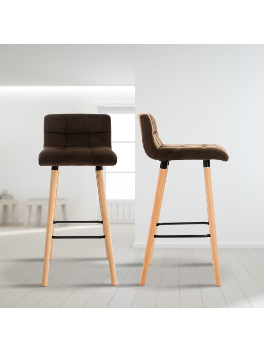 Scaun de bar Lincoln catifea, maro