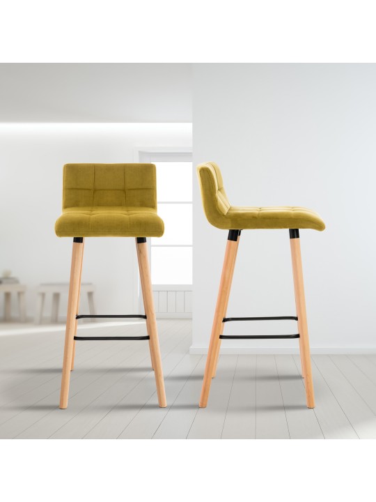 Scaun de bar Lincoln catifea, galben