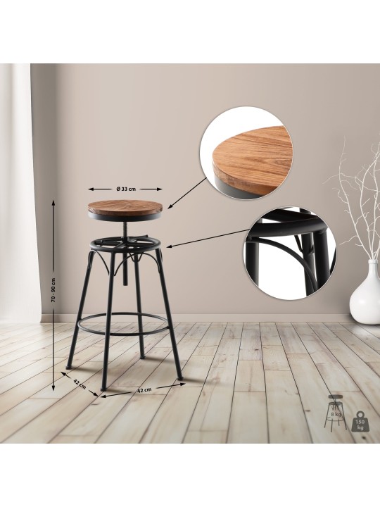 Set 2 taburete de bar Beam, negru