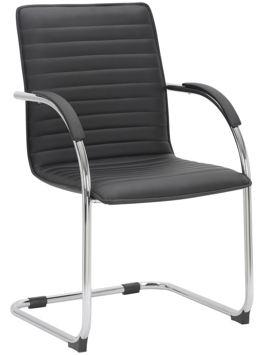 Scaun vizitator Tira piele artificiala, negru