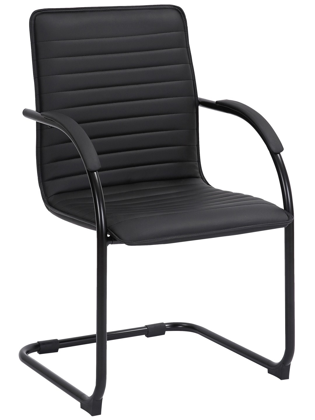 Scaun vizitator Tira piele artificiala, negru/negru