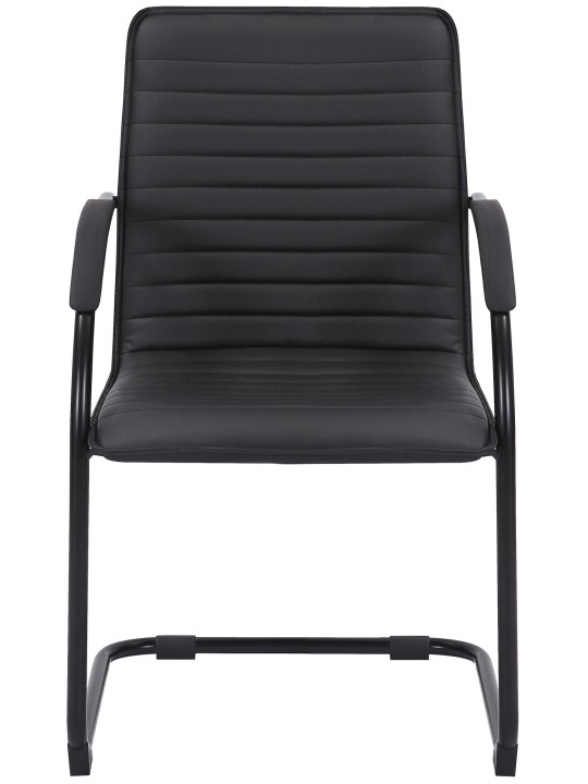 Scaun vizitator Tira piele artificiala, negru/negru