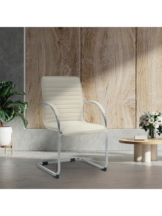 Scaun vizitator Tira piele artificiala, crem