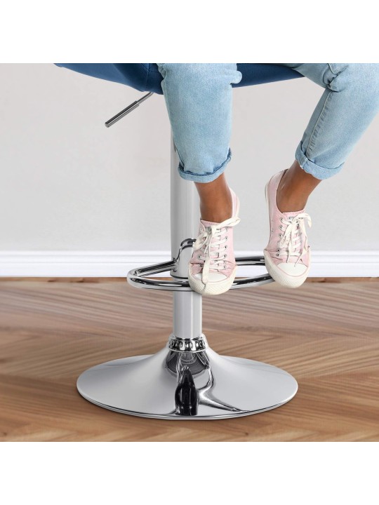 Set 2 scaune de bar Braga catifea crom, albastru