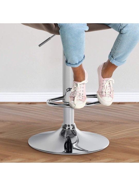 Set 2 scaune de bar Braga catifea crom, maro