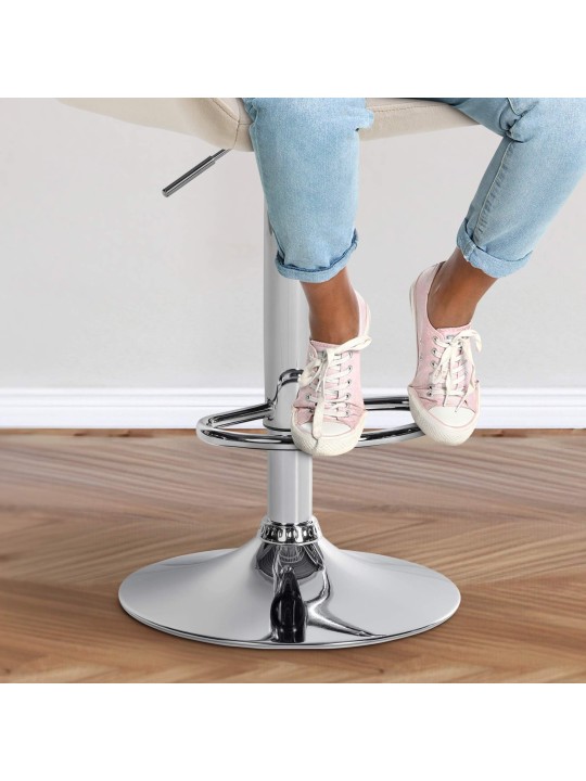 Set 2 scaune de bar Braga catifea crom, crem Set 2 scaune de bar Braga catifea crom, crem