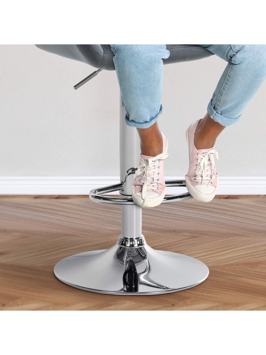 Set 2 scaune de bar Braga catifea crom, gri închis Set 2 scaune de bar Braga catifea crom, gri închis