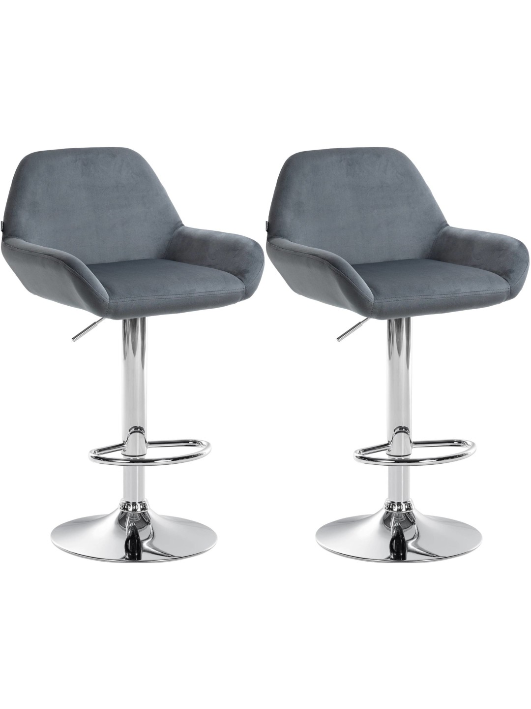 Set 2 scaune de bar Braga catifea crom, gri închis