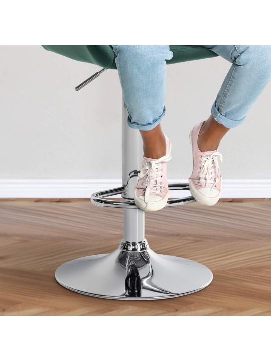 Set 2 scaune de bar Braga catifea crom, verde închis