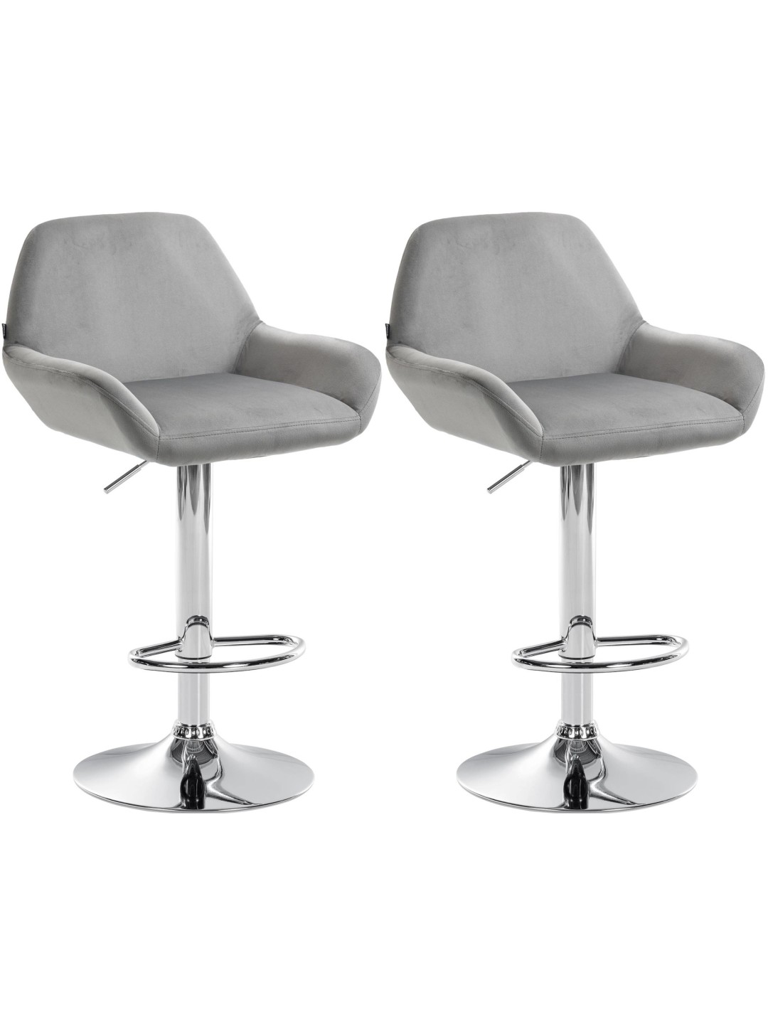 Set 2 scaune de bar Braga catifea crom, gri