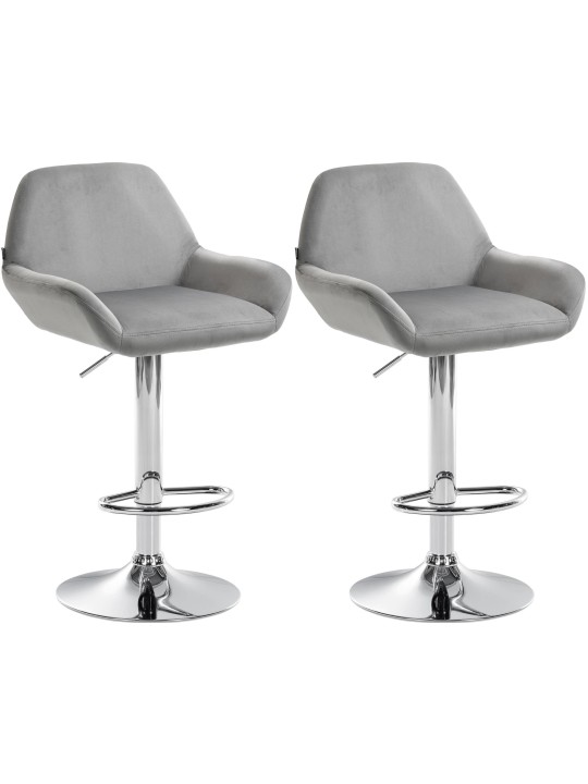 Set 2 scaune de bar Braga catifea crom, gri