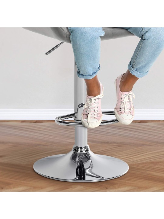 Set 2 scaune de bar Braga catifea crom, gri