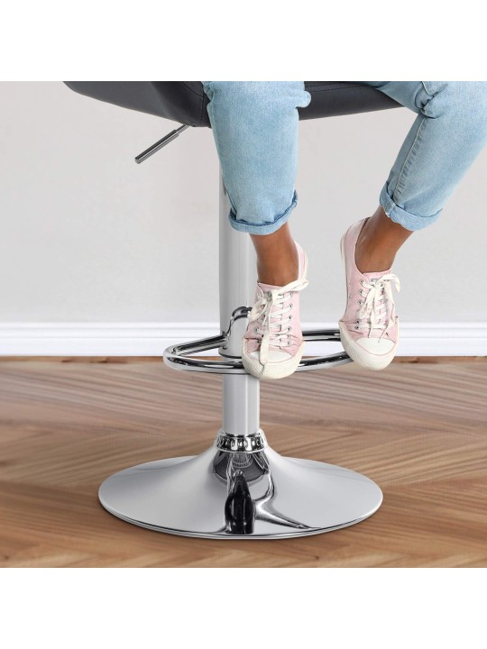 Set 2 scaune de bar Braga catifea crom, negru