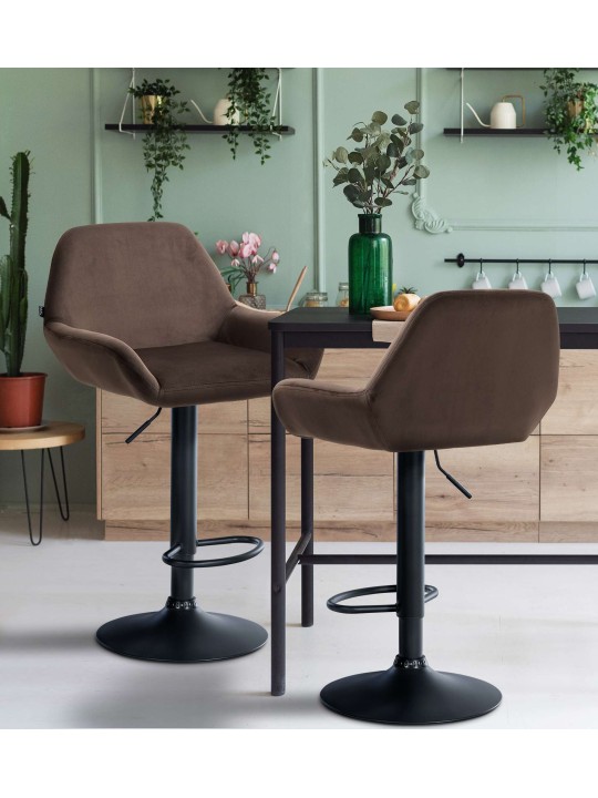 Set 2 scaune de bar Braga catifea, maro