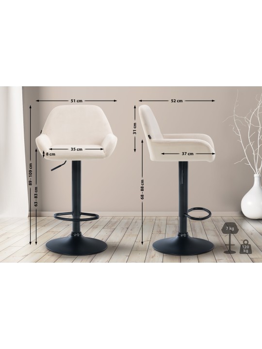 Set 2 scaune de bar Braga catifea, crem Set 2 scaune de bar Braga catifea, crem