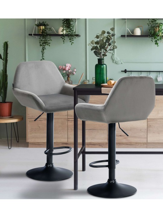 Set 2 scaune de bar Braga catifea, gri