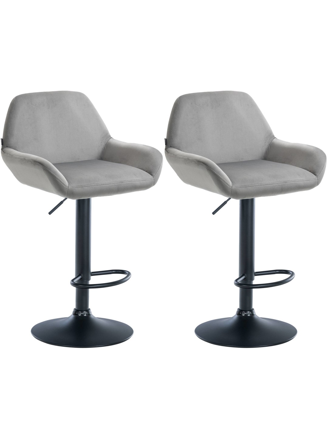 Set 2 scaune de bar Braga catifea, gri