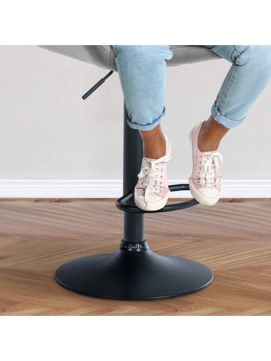 Set 2 scaune de bar Braga catifea, gri