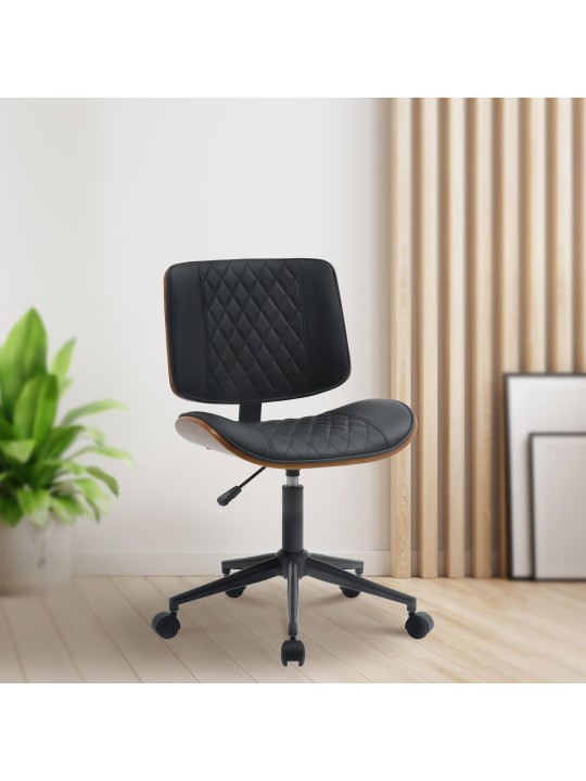 Scaun de birou Plover imitatie piele, nuc/negru