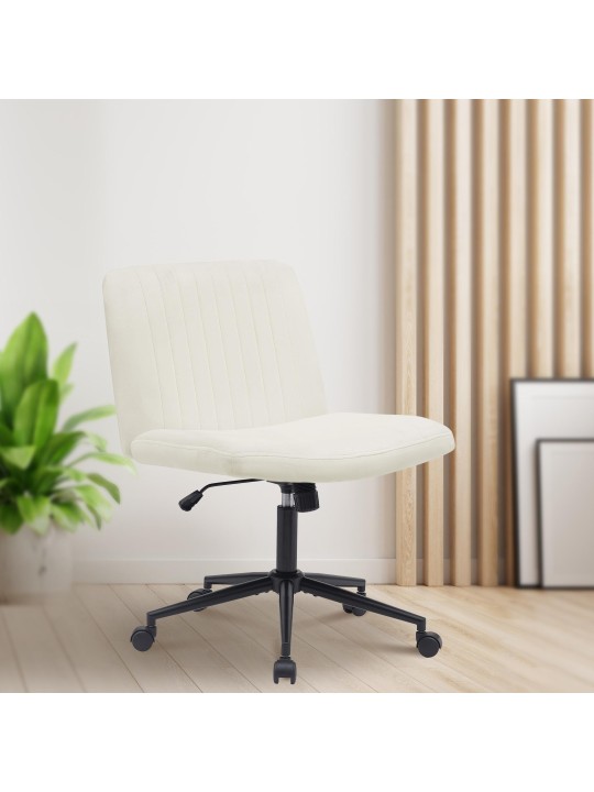 Scaun de birou catifea Kingman, crem