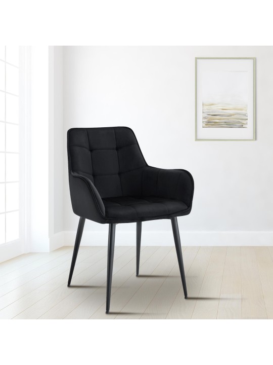 Scaun de sufragerie din catifea Ferndale, negru