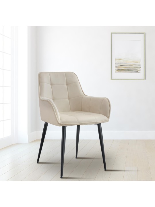 Scaun de sufragerie din catifea Ferndale, crem