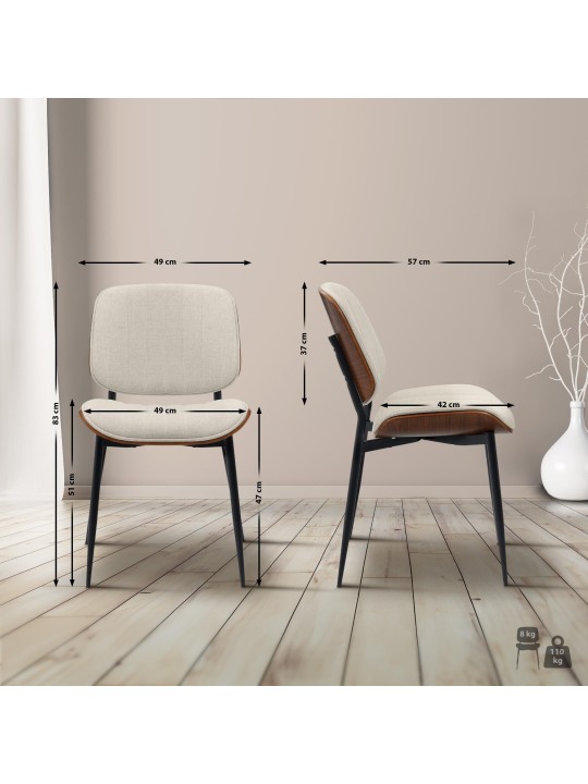 Scaun vizitator țesătură Tiffin, nuc/crem