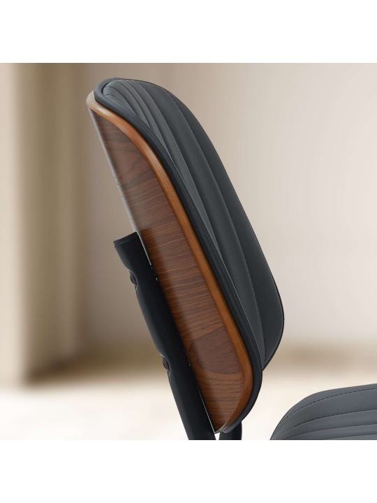 Scaun vizitator Tiffin imitatie piele, nuc/negru