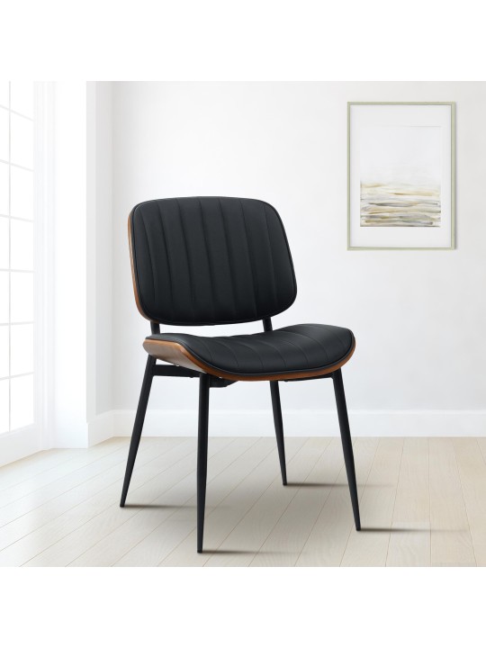 Scaun vizitator Tiffin imitatie piele, nuc/negru