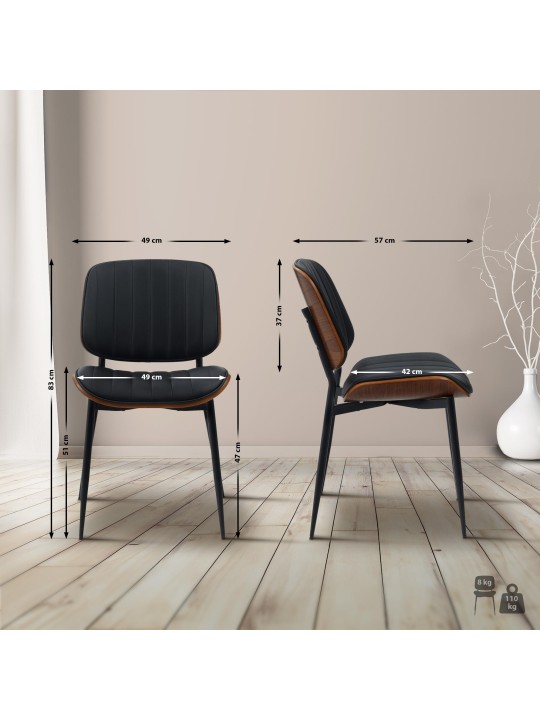 Scaun vizitator Tiffin imitatie piele, nuc/negru