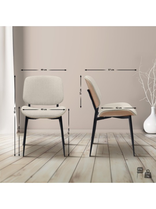 Scaun vizitator țesătură Tiffin, natural/crem