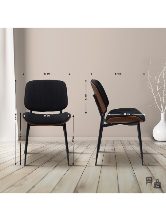 Scaun vizitator țesătură Tiffin, nuc/negru