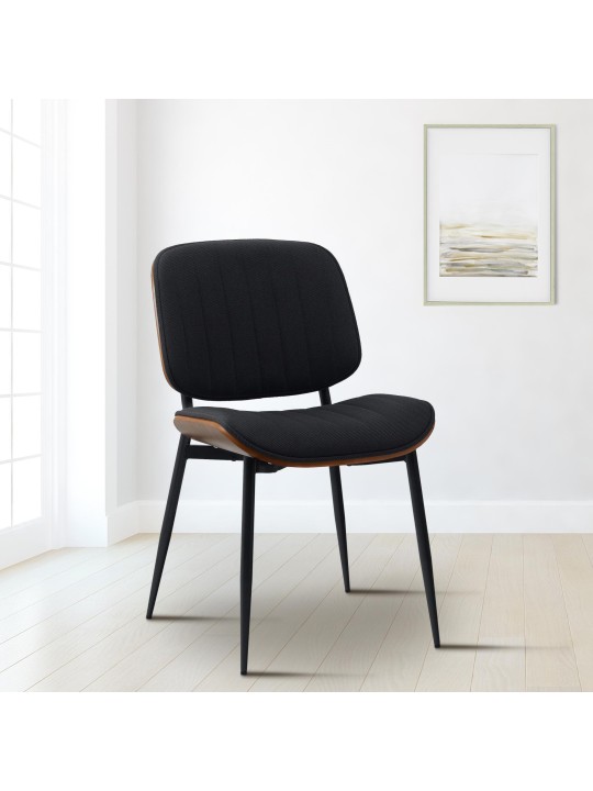 Scaun vizitator țesătură Tiffin, nuc/negru