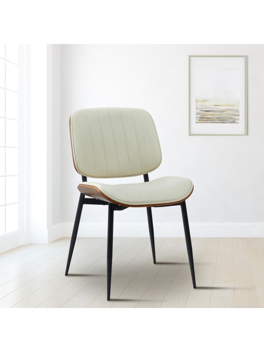 Scaun vizitator Tiffin imitatie piele, nuc/crem