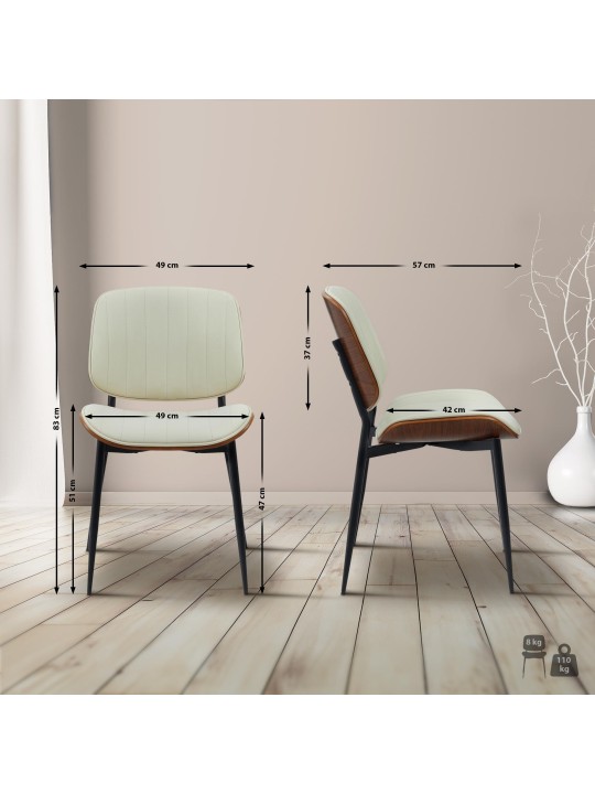 Scaun vizitator Tiffin imitatie piele, nuc/crem