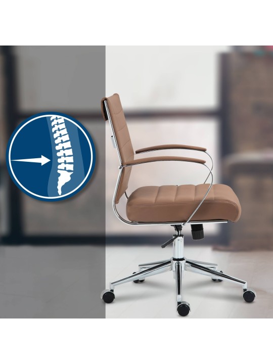 Scaun de birou Oakland piele naturala, maro deschis