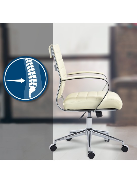 Scaun de birou Oakland imitatie piele, crem