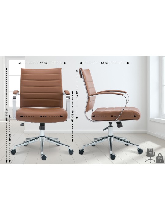 Scaun de birou Oakland imitatie piele, maro deschis