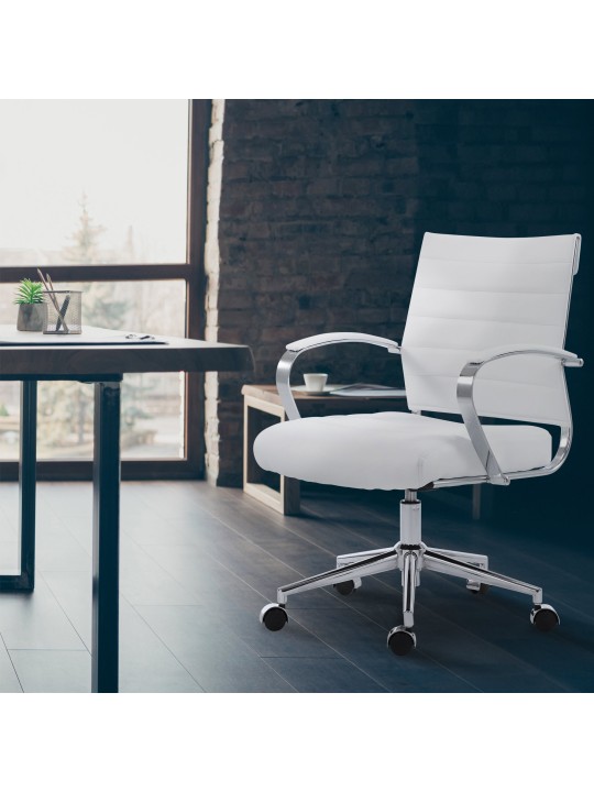 Scaun de birou Oakland imitatie piele, alb