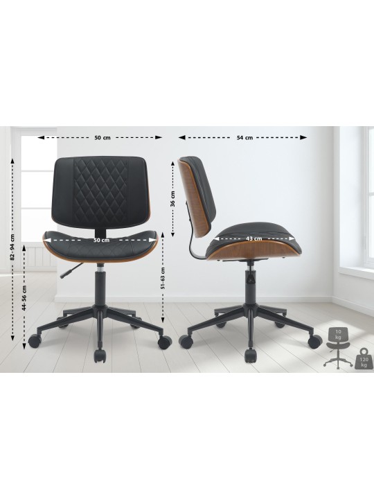 Scaun de birou Plover imitatie piele, nuc/negru