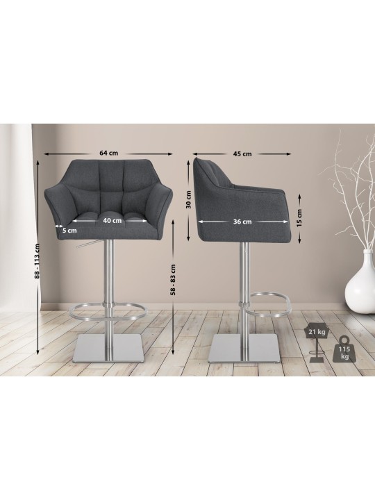 Scaun de bar Damaso E fetut, gri