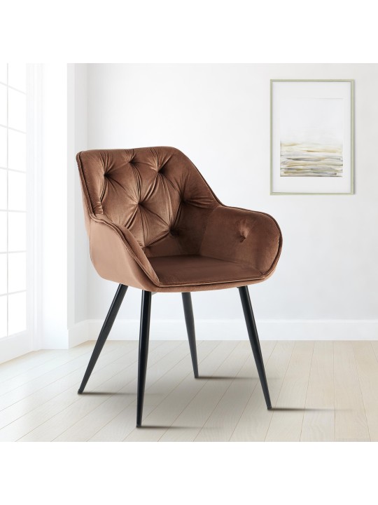 Scaun vizitator Cassis catifea, maro