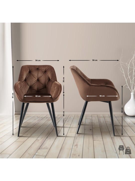 Scaun vizitator Cassis catifea, maro