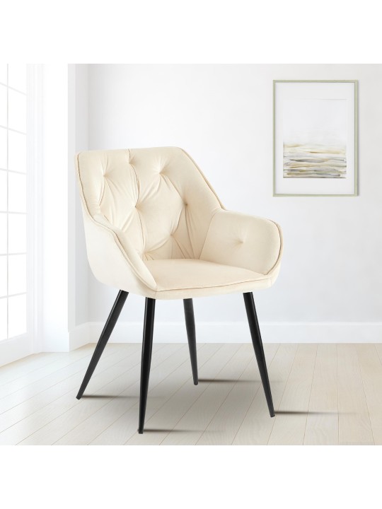 Scaun vizitator Cassis catifea, crem