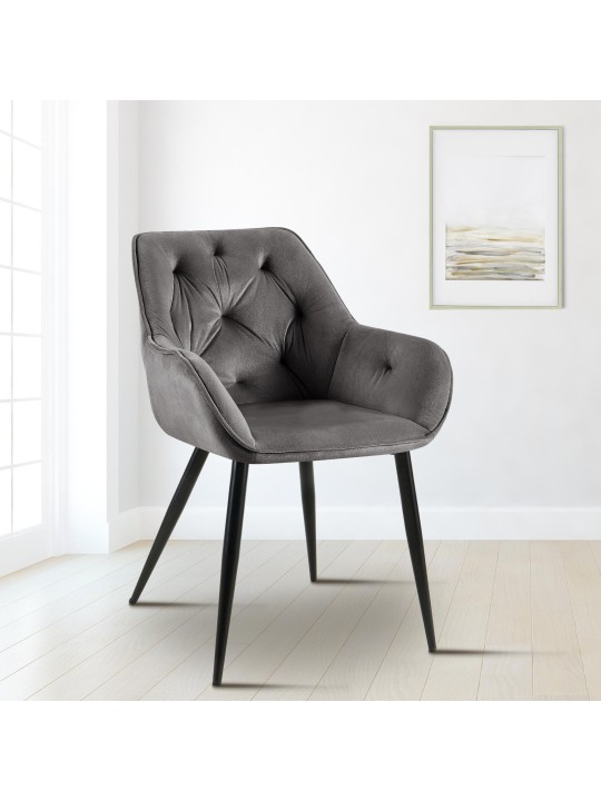 Scaun vizitator Cassis catifea, gri închis Scaun vizitator Cassis catifea, gri închis