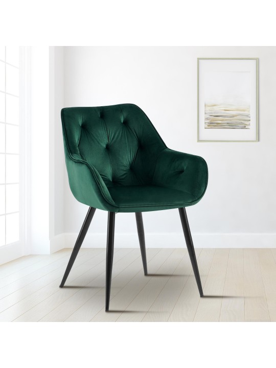 Scaun vizitator Cassis catifea, verde Scaun vizitator Cassis catifea, verde